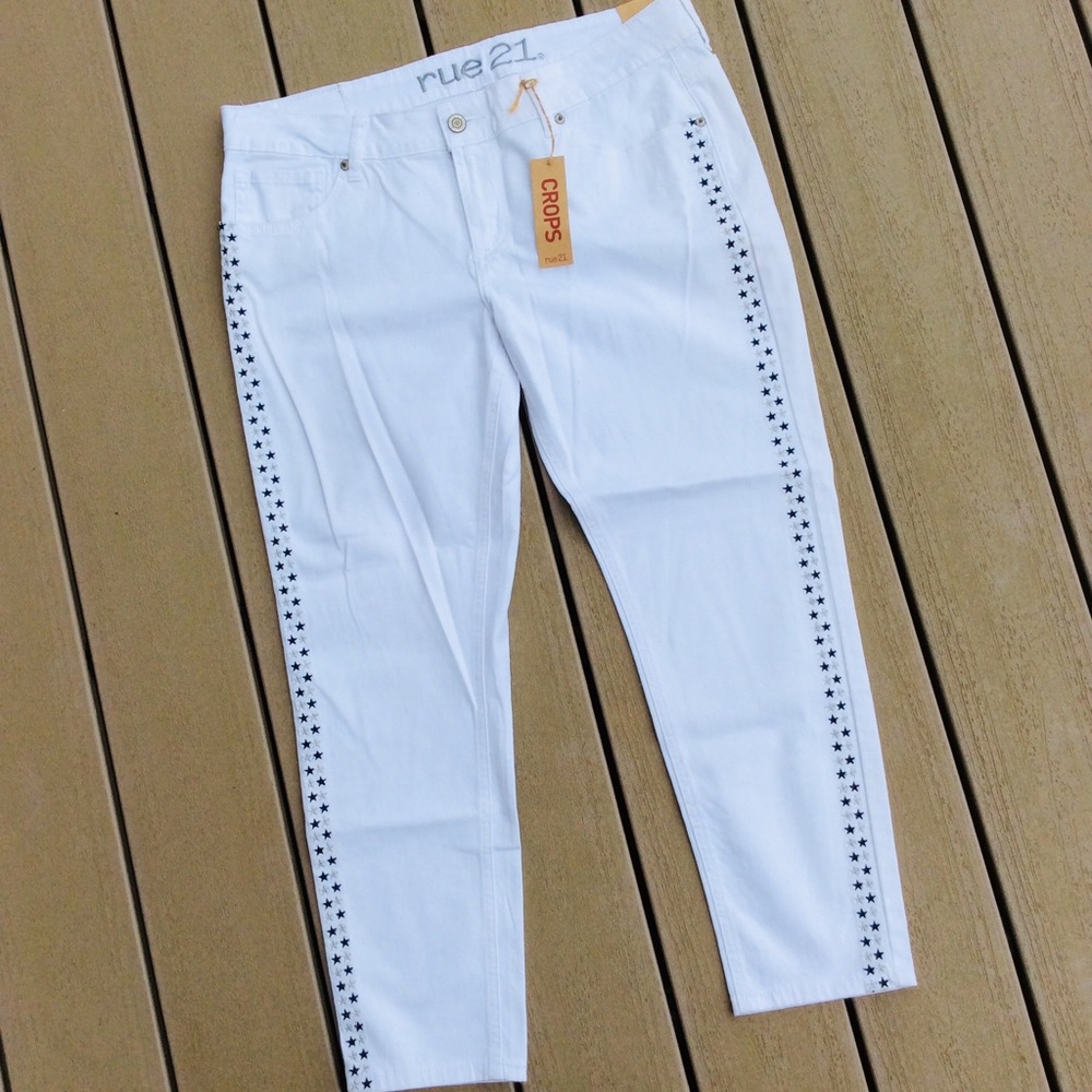 White Denim Jeans Crop womens 13/14 Junior New